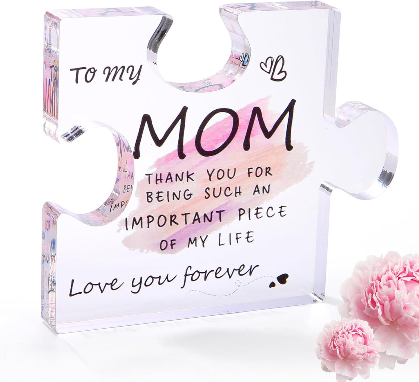 Best Mom Ever Gifts from Daughter, Son: Acrylic Puzzle-Shaped Plaque Desk Decorations Present - Unique Birthday