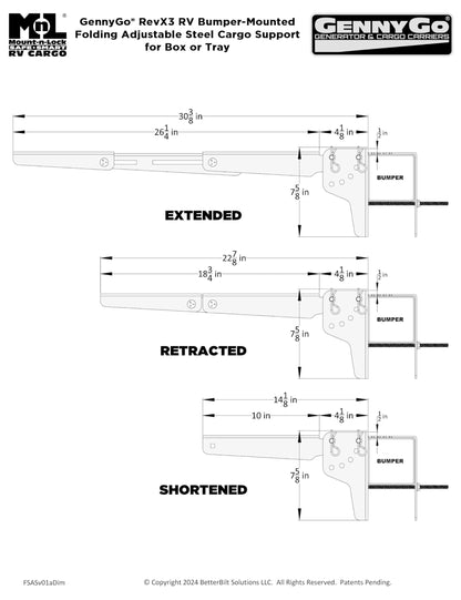 Mount-n-Lock RV Bumper Bundle (2 Items): 1 Set HD SafetyStruts, 1 Pair GennyGo Folding Arms (1SSNHD, 2FSAS)