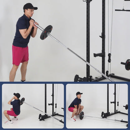 PeakPursuit 2000 LBS Power Cage,All in One Squat Power Rack with Dual Pulley Cable Crossover System,Heavy-Duty Steel Construction Squat Rack for Strength Training Home Gym