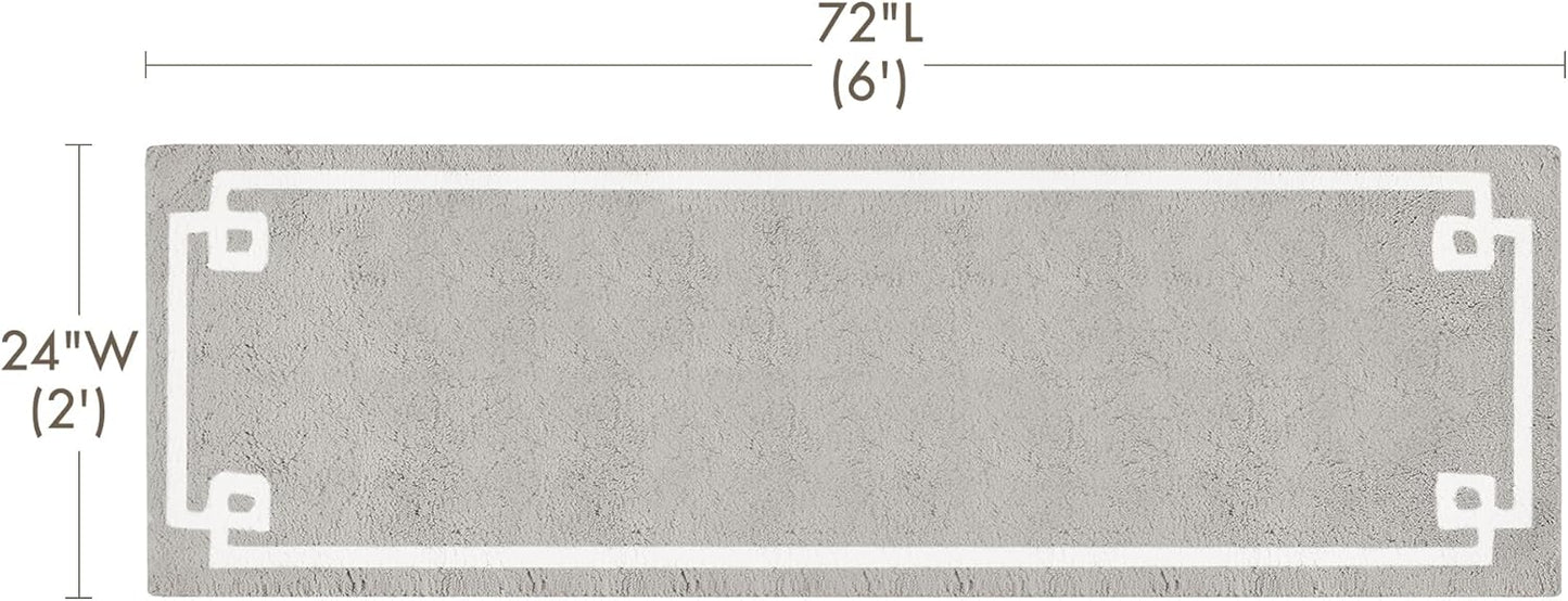 Madison Park Evan 100% Cotton Bathroom Rug, Non-Slip Backing, Luxurious Tufted Plush Bath Mat, 24x72, Grey