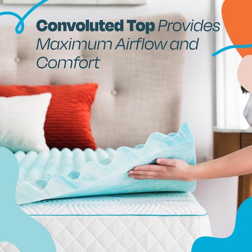 Linenspa Gel Memory Foam Mattress Topper - Reversible Egg Crate Design for Comfort - Twin XL Size