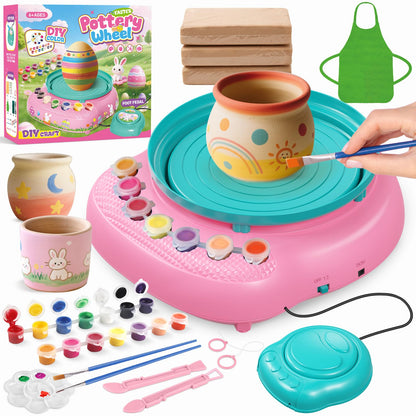 TingingYuli Pottery Wheel for Kids with Clay Kit - Arts and Crafts for Kids Ages 6-8 8-12, Complete Pottery Kit with Air Dry Clay and Painting Tools, Easter Christmas Birthday Gift for Boys Girls