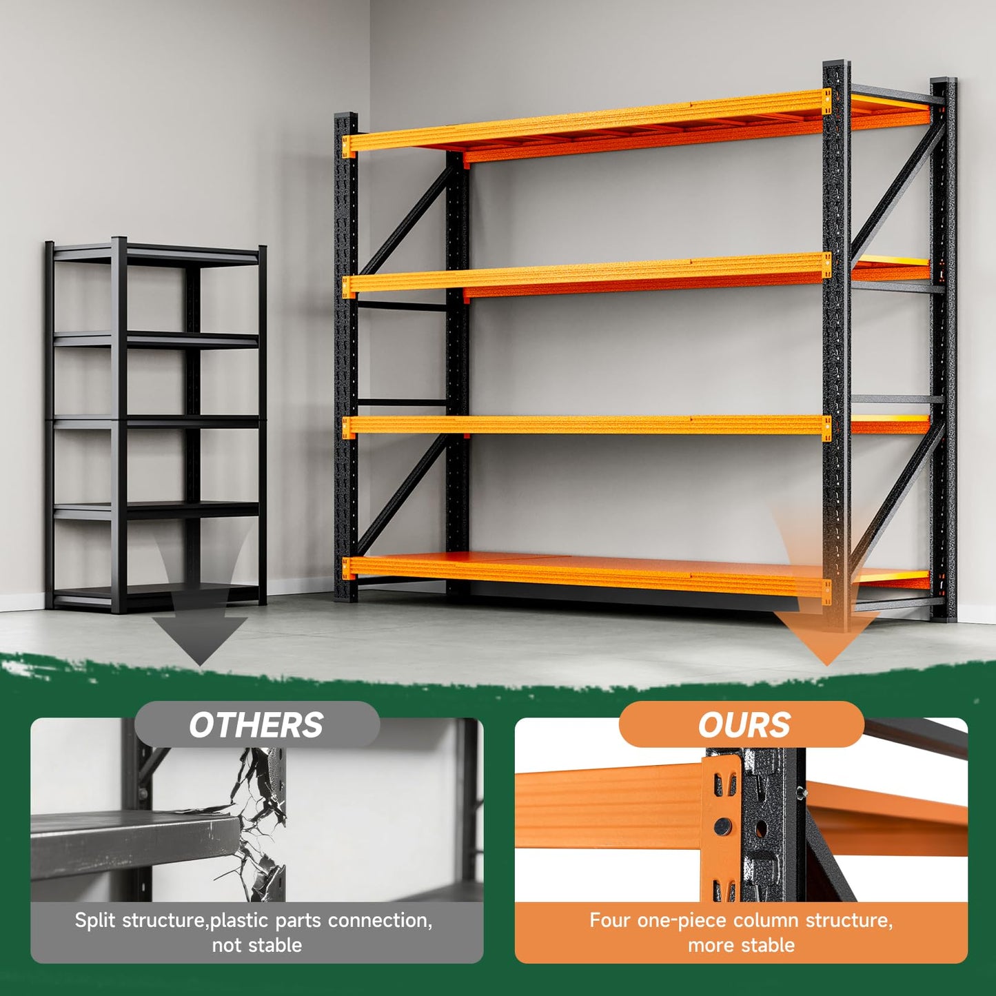 Letaya 6000LBS Heavy Duty Storage Shelves,79" H Metal Garage Shelving Units,4 Tier Large Tall Industrial Shelving,Adjustable Utility Rack Shelf for Warehouse,Basement (Orange, 79" W x 24" D x 79" H)