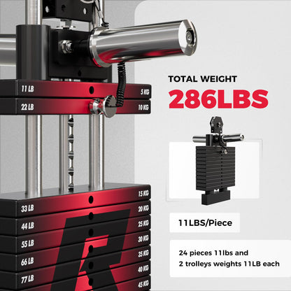 RitFit M1 Pro Smith Machine Package, All-in-One Power Cage with Weight Stack Set, Includes LAT Pulldown & Cable Crossover System for Home Gym