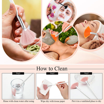 9 Pieces Facial Fan Mask Brushes, Soft Facial Applicator Brushes Tools for Peel Glycolic Makeup for Mud Cream(Champagne)