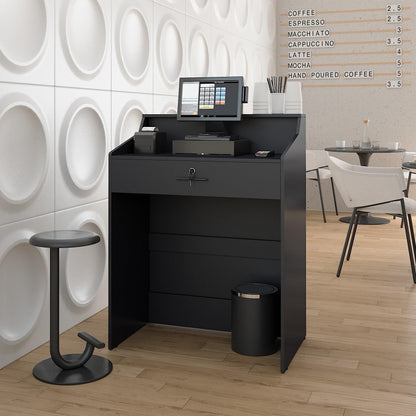 AGATEO Small Reception Desk with Drawer – Front Desk, Checkout Counter & Retail Counter – Cash Register Stand