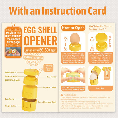 Innovative 2 in 1 Egg Shell Opener, Hard Boiled Egg Peeler Cracker with Piercer, Cute Egg Separator for Raw Eggs, Home Kitchen Gadgets Tool