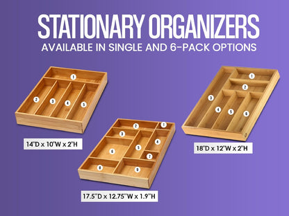 YBM Home Expandable Kitchen Utensil Drawer Organizer, 6-Compartment Flatware Tray, Size 18" Width