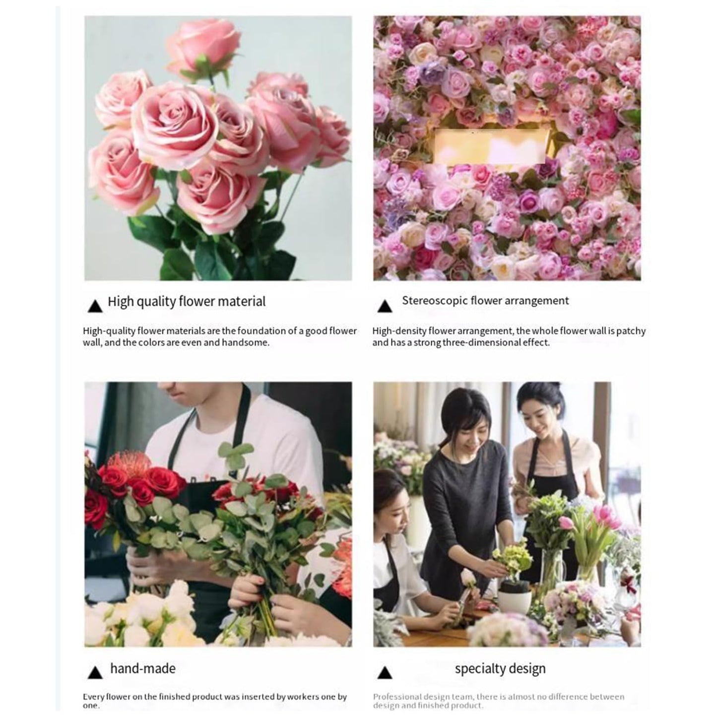 JIIPOREGJ Artificial Flowers,Artificial Wall Flowers Panel Photography Backdrop Home Decorwall Panel Artificial Flower for Party Wedding Backdrop Decoration,1x2m