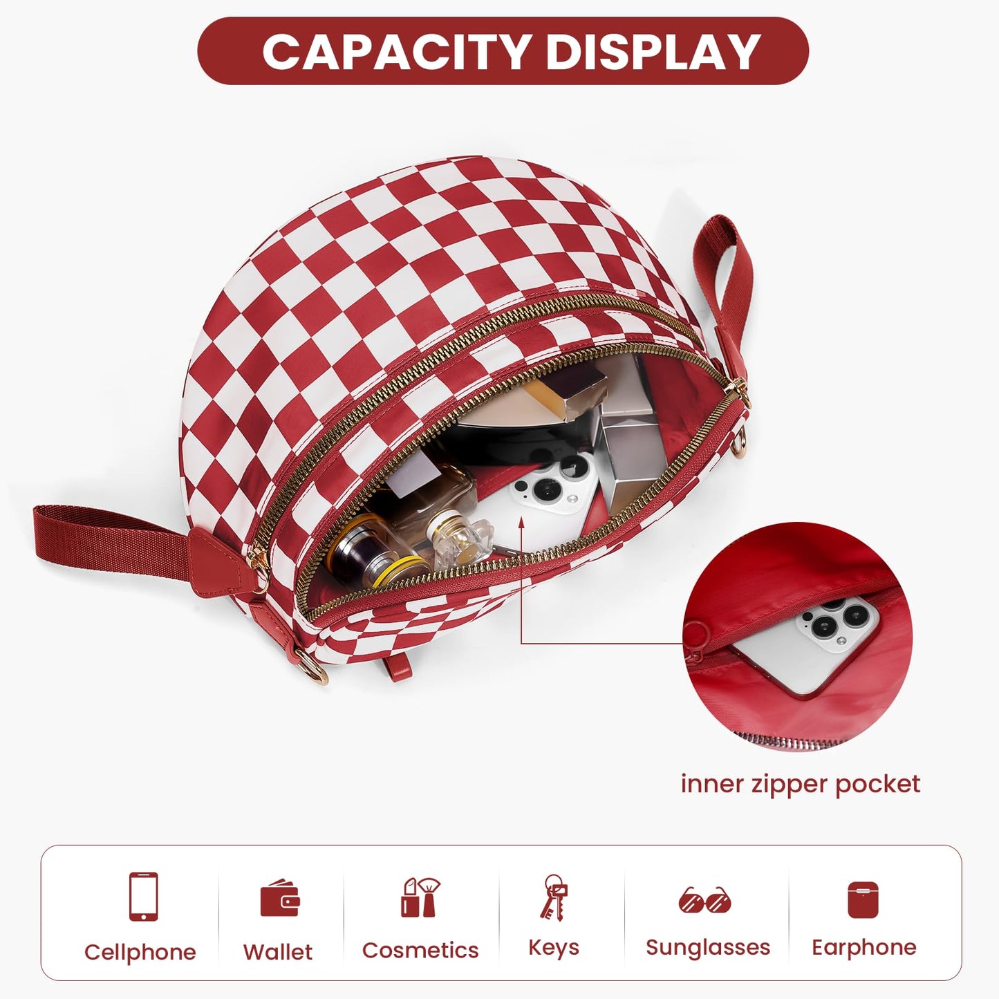 Checkered Crossbody Bum Bags for Women Nylon Checkered Purse Checkerboard Fanny Pack