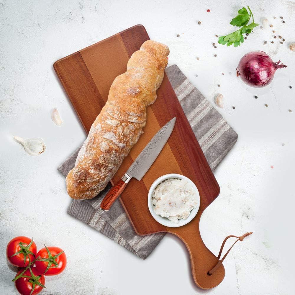 AIDEA Acacia Wood Cutting Board with Handle, 17 x 6 Inch Charcuterie Board for Serving