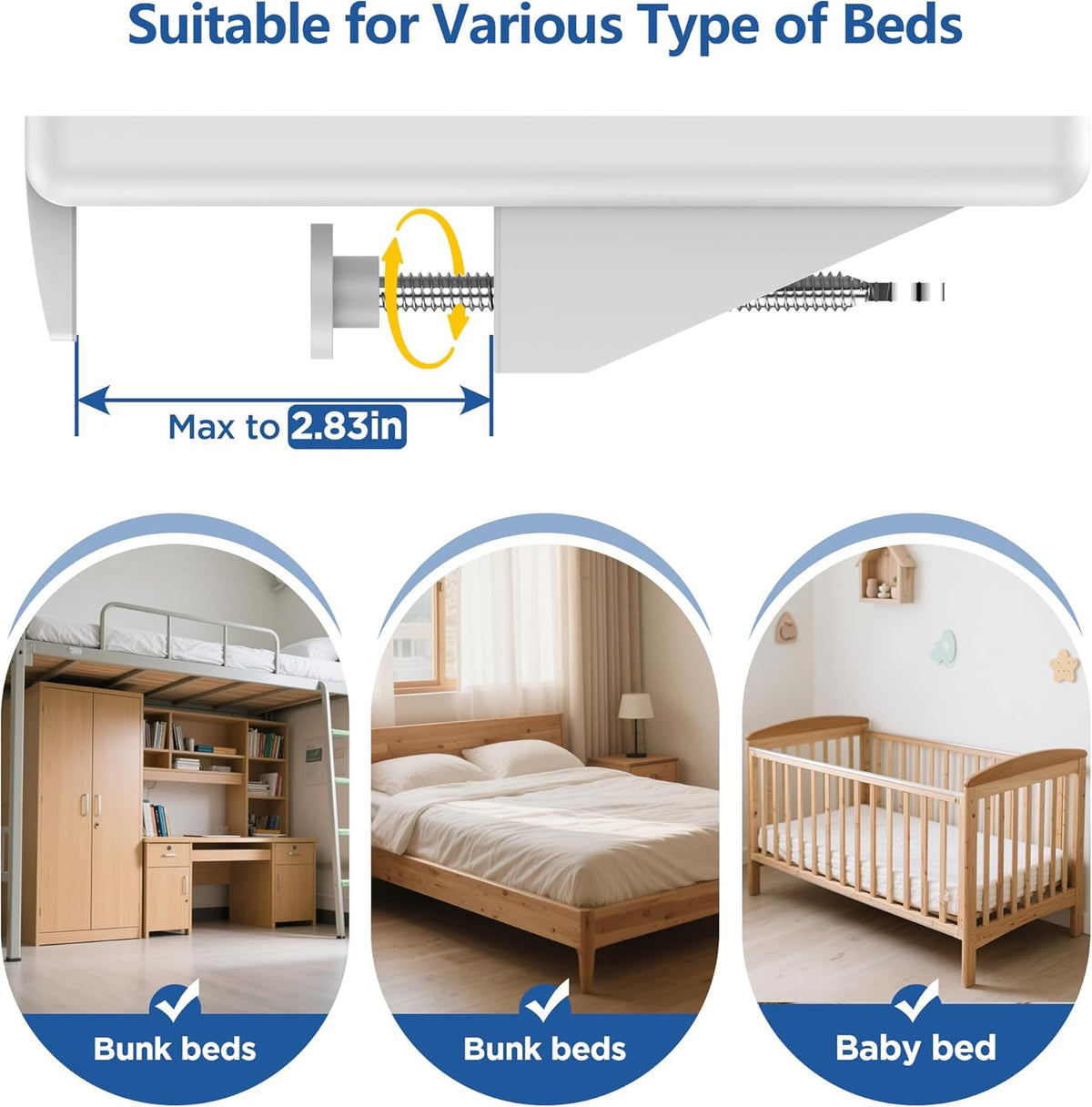 Bedside Shelf for Dorm Bunk Bed, Clip On Nightstand, Bed Side Table Tray Organizer, College Dorm Room Essentials