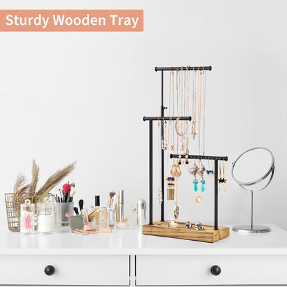 SRIWATANA Jewelry Organizer Stand, Extra Tall Necklace Holder Jewelry Holder, Gift Idea (Carbonized Black & Black)