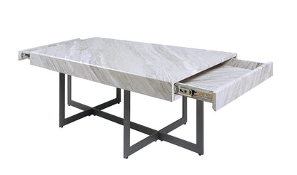 Furniture of America Willy Modern Storage Faux Marble Top 3-Piece Coffee, End and Sofa Table Set for Living Room, Gray