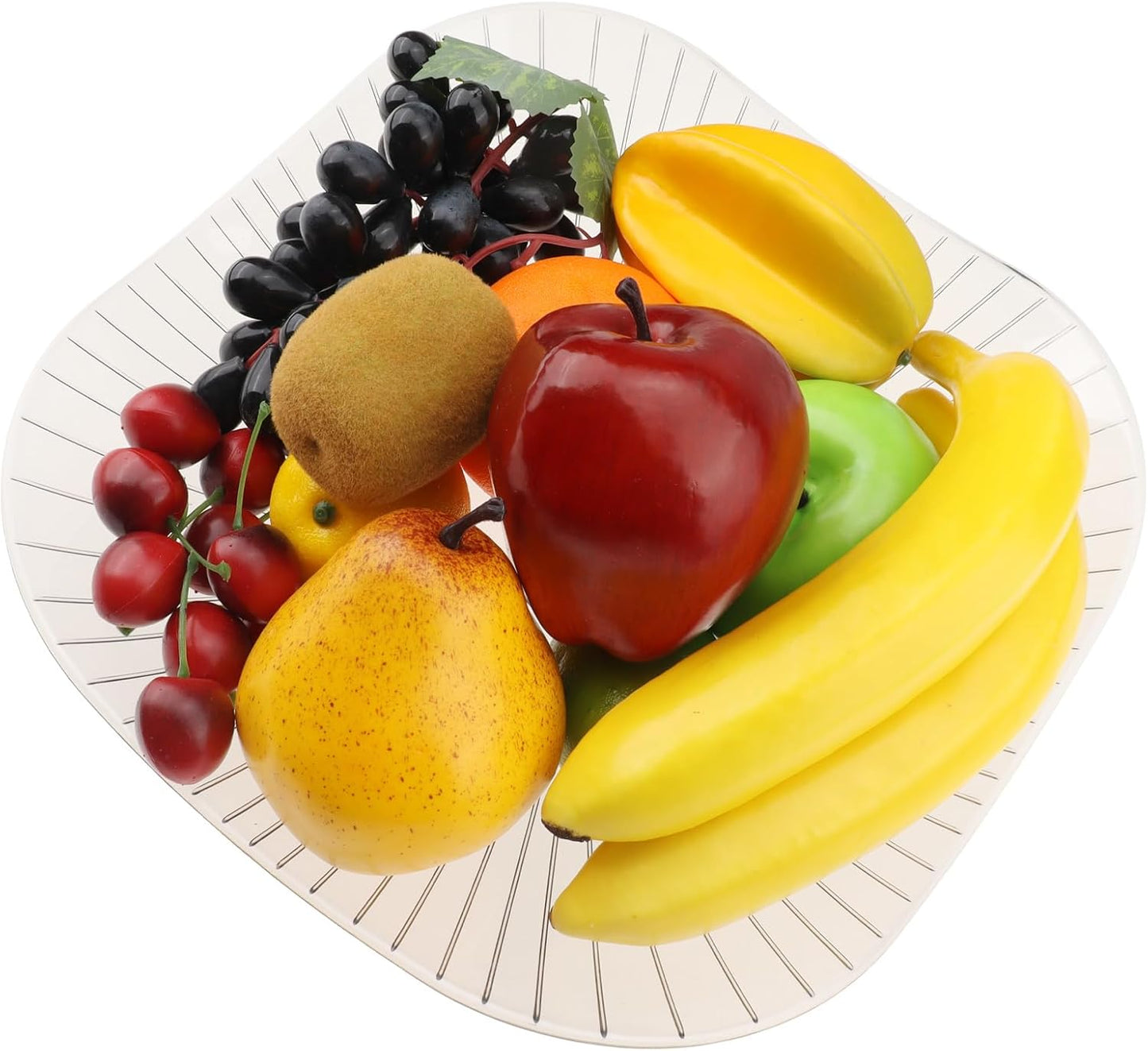 ginojex 21 Set Pcs Simulation Fruits Mixed Lifelike Artificial Grape Fake Apple Lemon Banana for Home Decor Photography