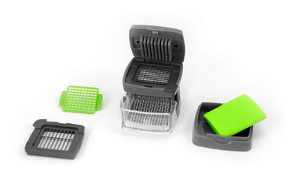Kitchen Innovations Garlic-A-Peel Garlic Press, Crusher, Cutter, Mincer, and Storage Container - Includes Silicone Garlic Peeler - Easy to Clean - Stainless Steel Blades – (Grey), standard