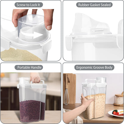 Komzon Rice Container, Airtight Rice Storage Container 10lb, Cereal Containers Storage, BPA Free Food Dispenser with Pouring Spout Handle for Flour Pasta Grain, Pet Dog Cat Bird Food Storage Container