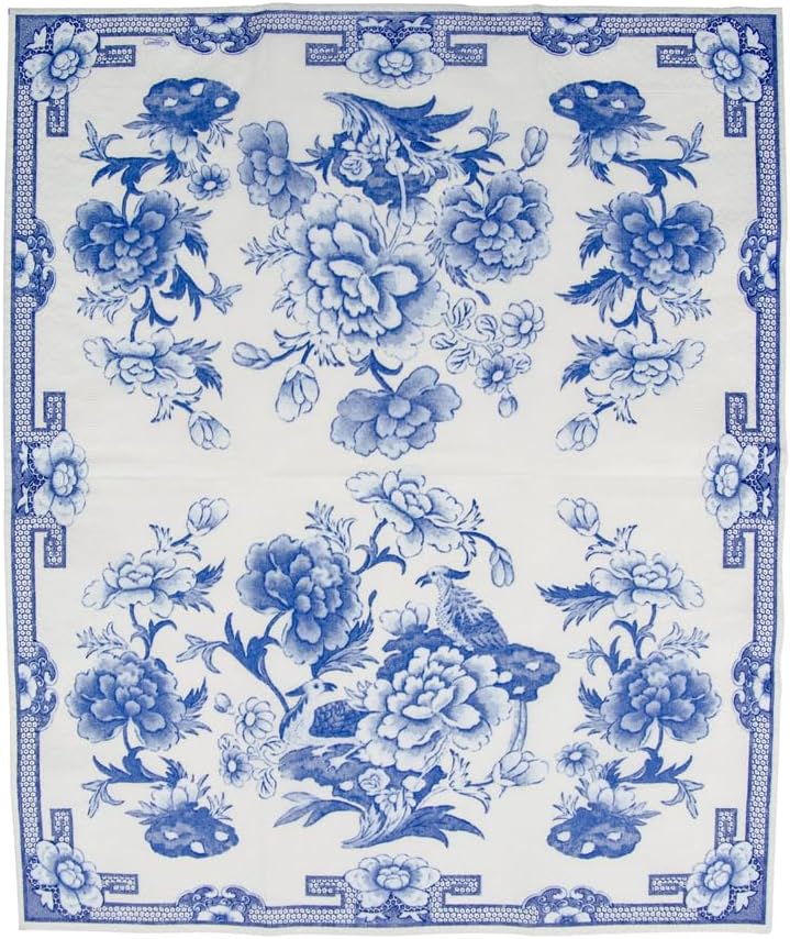 Packs 15 Caspari Blue & White Paper Guest Towel Napkins - Two