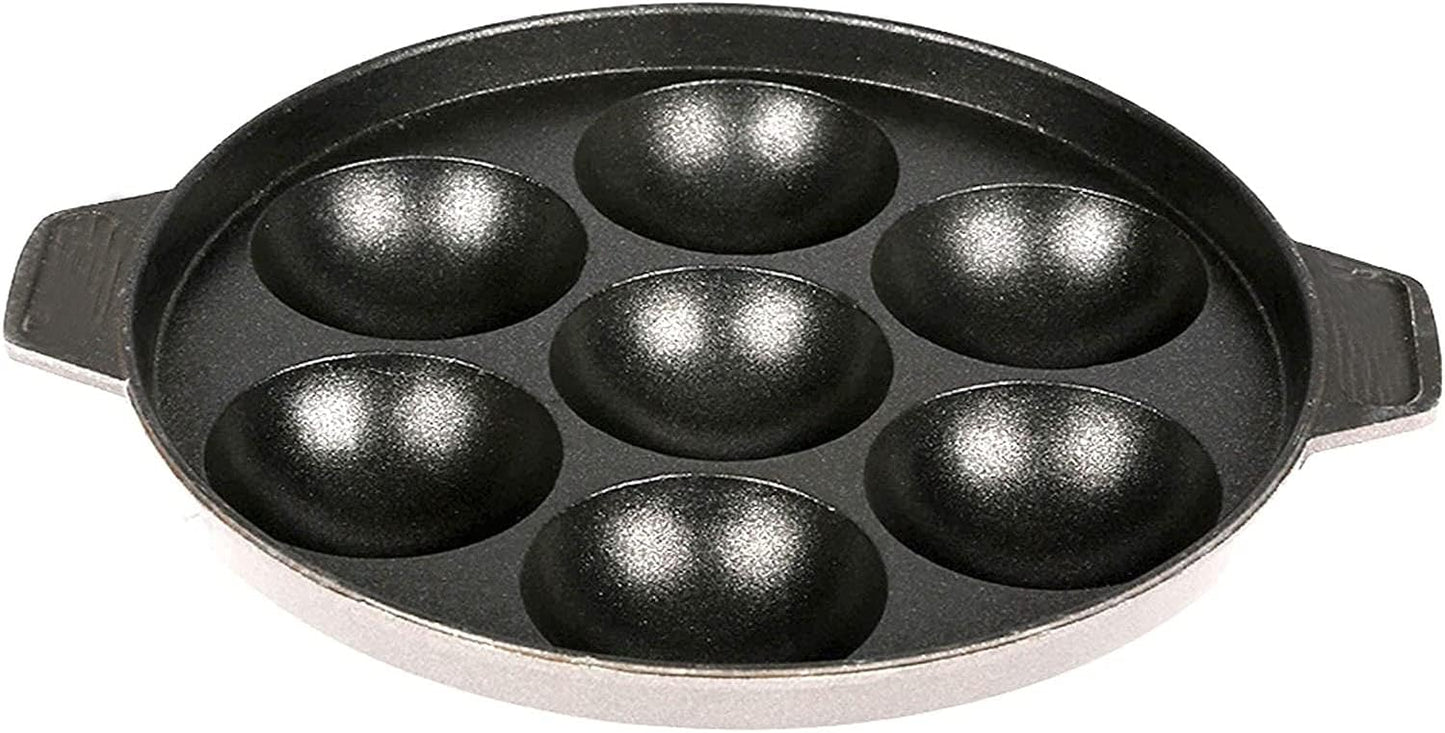 SHRIYA Appam Patra Non-Stick Pan, 7 Cavities, Paniyaram Pan with Stainless Steel Lid