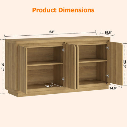 knoworld Buffet Cabinet with Storage, Outlet & Adjustable Shelves, Sideboard Cabinet with Double-Arc Doors, Classic Modern Wood Console Table & Credenza for Dining Room & Entryway