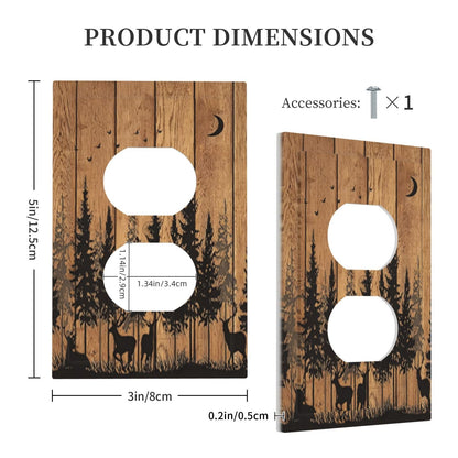 LWDZLHD Rustic Forest Deer Pine Tree Brown Wood Outlet Covers Light Switch Cover Decorative Farmhouse Country Wall Plate Electrical Faceplate for Bathroom Kitchen Bedroom Decor 5 x 3
