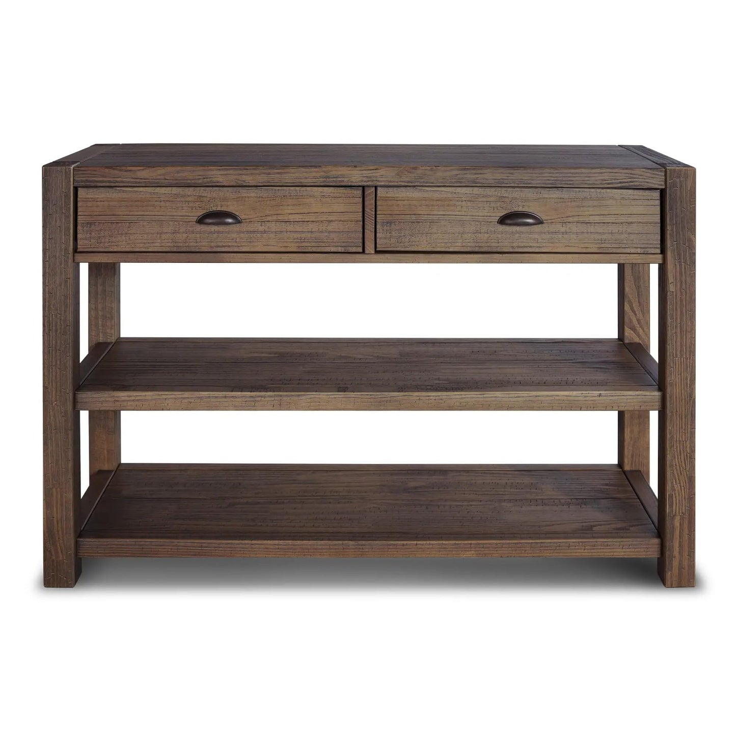 Grain Wood Furniture Montauk Console Table, Solid Wood with a Rustic Walnut Finish