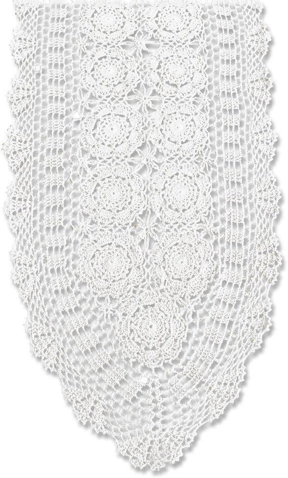 14x36 inch KEPSWET Cotton Handmade Crochet Lace Oval Table Runner Dresser Console Coffee Table TV Stand Decor White