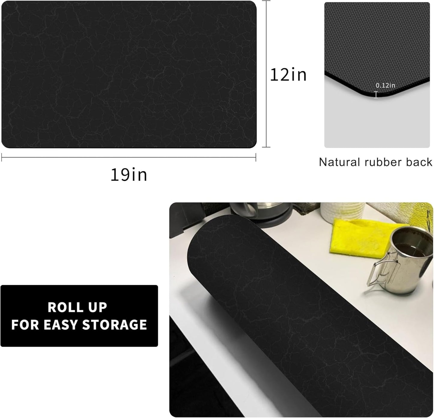 Coffee Maker Mat for Countertops, Rubber Backed Mat 19"x12" for Coffee Pots, Kitchen Counter Accessories