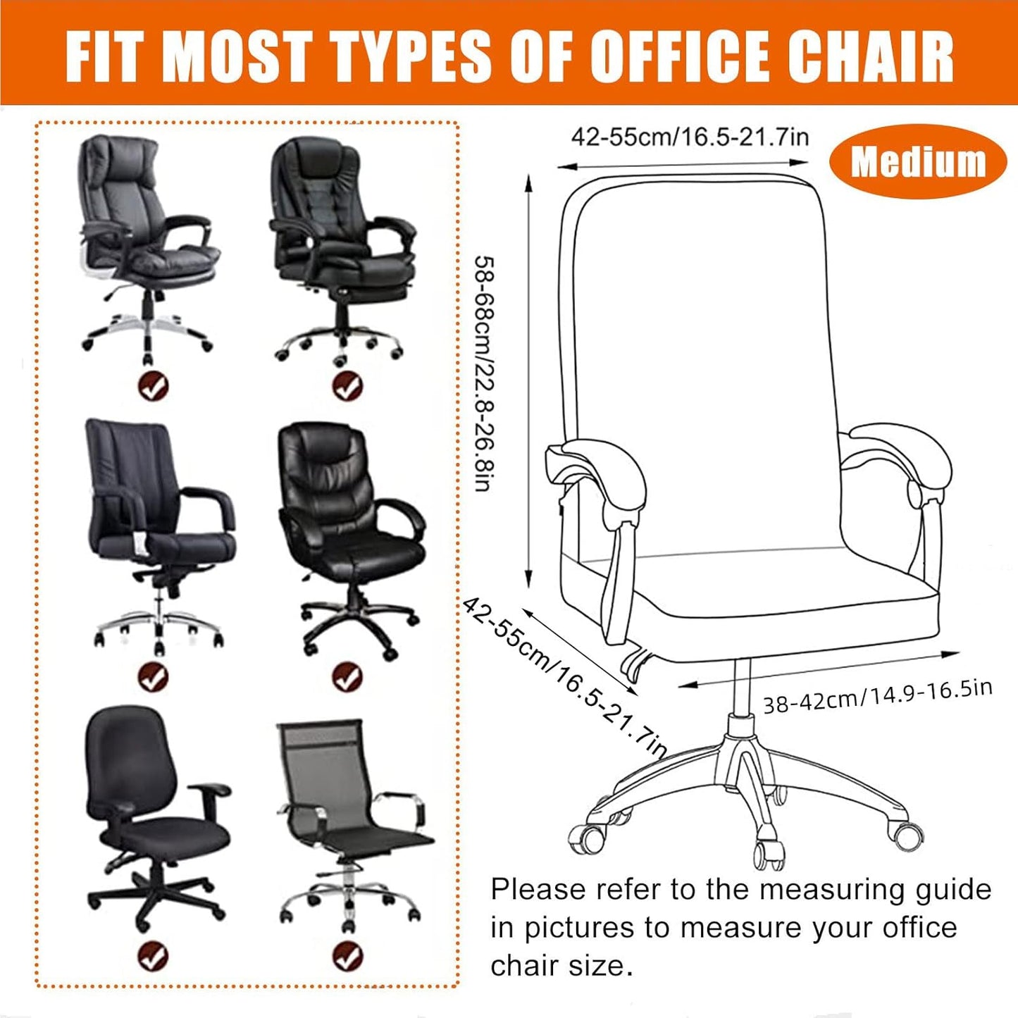 CRFATOP Stretch Computer Office Chair Cover with Durable Zipper, Universal High Back Chair Slipcover