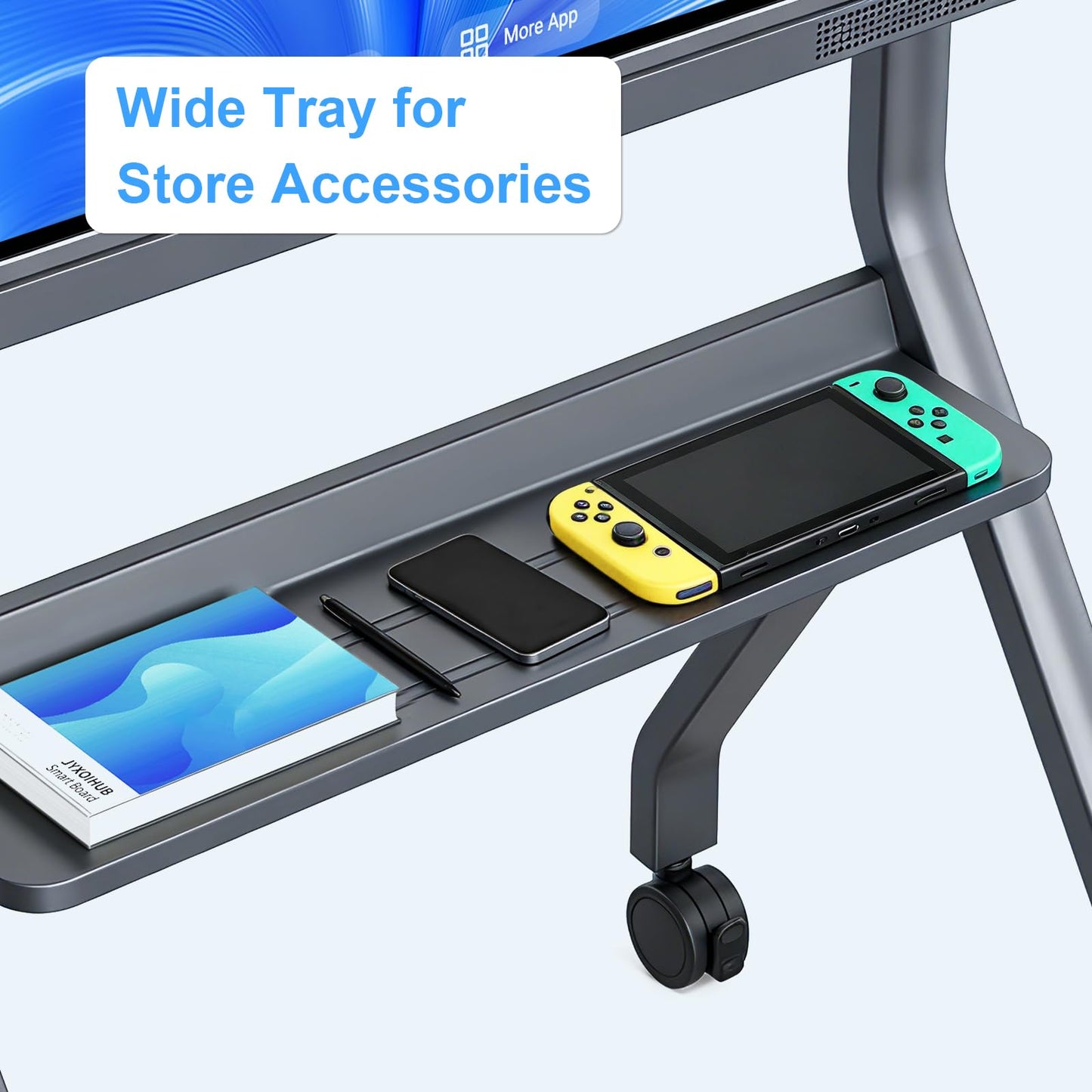 JYXOIHUB Smart Board Stand for 42"– 75" Interactive Smart Whiteboard, Height Adjustable Mobile Portable Stand with Four Lockable Wheels for Classroom Home Office Business Studio