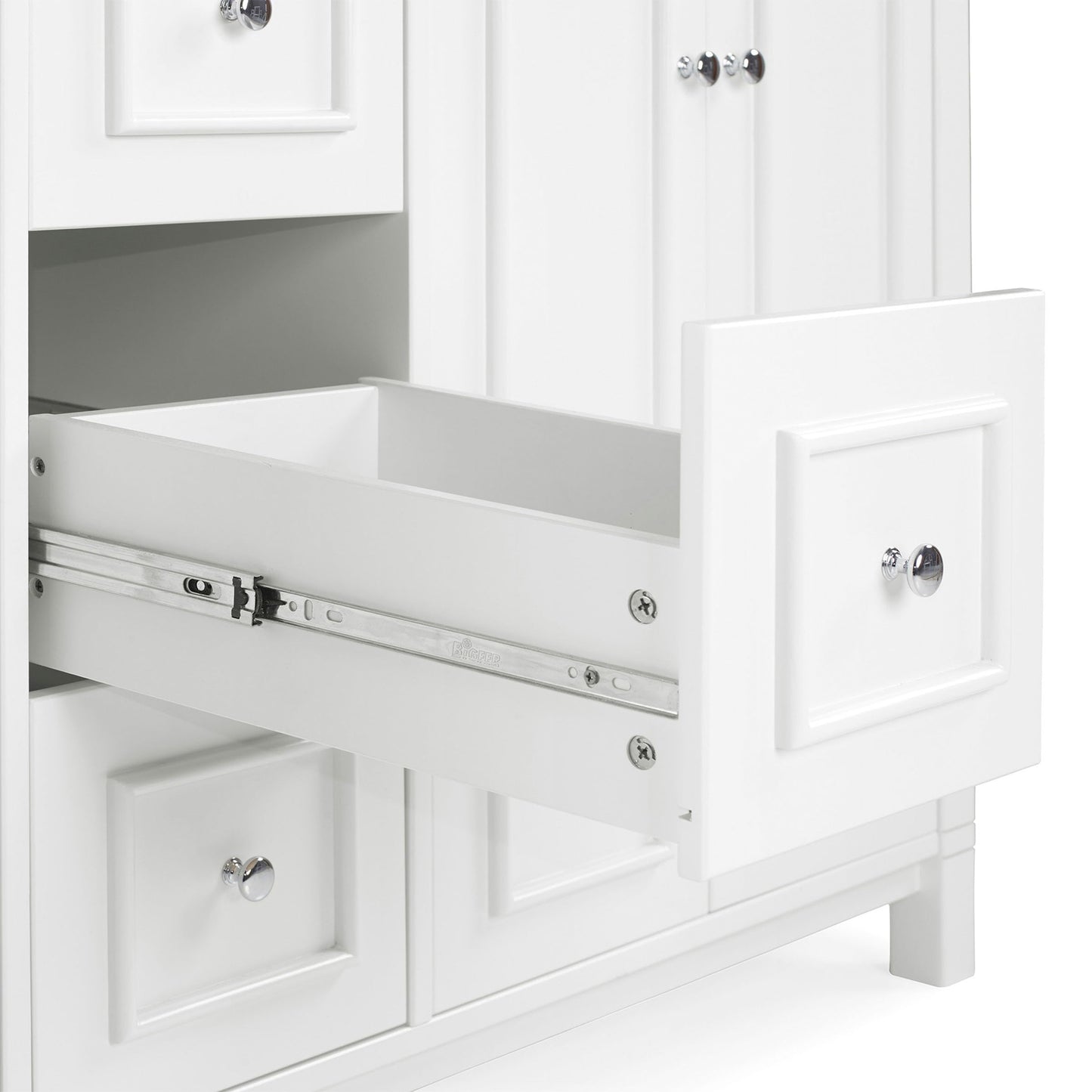 Alaterre Furniture Williamsburg 60 Inch Double Sink Bathroom Vanity - Freestanding Cabinet Without Top - Large Soft-Close Wood Vanity (White)