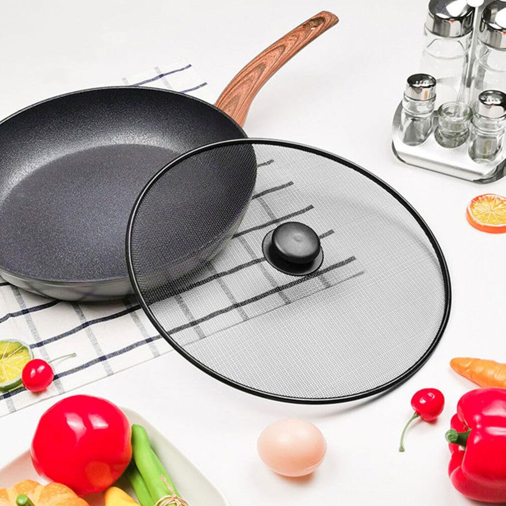 Kichvoe 13 Inch Oil-Proof Mesh Splatter Screen for Frying Pans and Skillets with Handle Grease Splatter Guard Cooking Pan Splash Cover Set