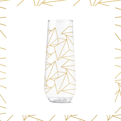 TOSSWARE POP 9oz Flute Festive Cheers Series, SET OF 6, Premium Quality, Recyclable, Unbreakable & Crystal Clear Plastic Printed Champagne Glasses
