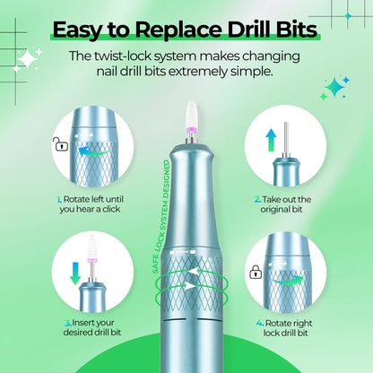 40000RPM Electric Nail File Drill Professional Kit, Drill Machine with LCD Display, Manicure Pedicure Polishing Acrylic Gel Nail Grinder for Salon, Home Use