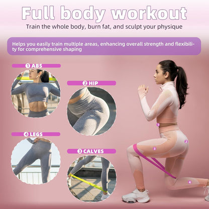 Resistance Loop Exercise Bands, Resistance Bands Exercise Bands for Home Fitness, Stretching, Strength Training, Physical Therapy,Elastic Workout Bands for Women Men Kids, Set of 5