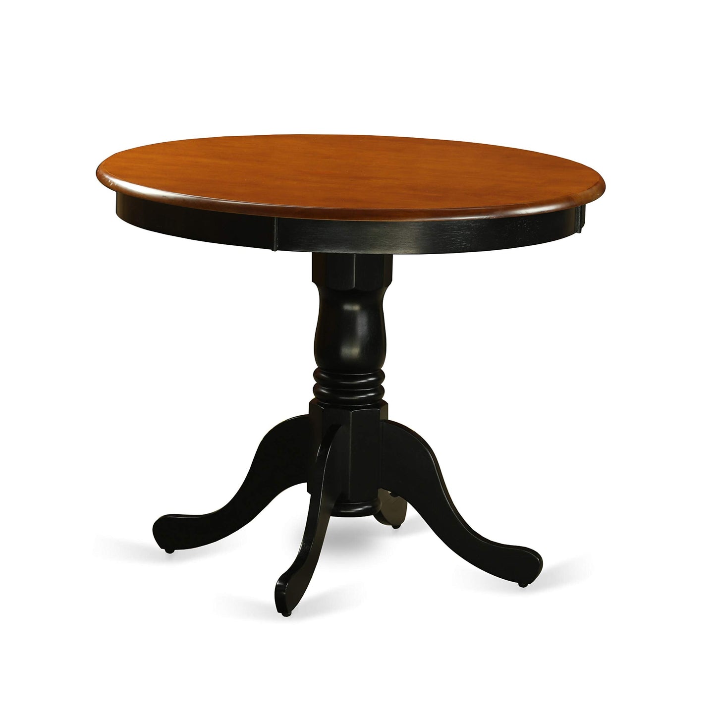 East West Furniture ANLG3-BCH-W 3 Piece Dining Room Table Set Contains a Round Kitchen Table with Pedestal and 2 Dining Chairs, 36x36 Inch, Black & Cherry