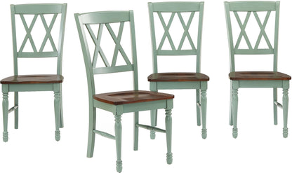 Crosley Furniture Shelby Traditional Wood X-Back Dining Room Chairs Set of 4, Kitchen Chair, Distressed Teal
