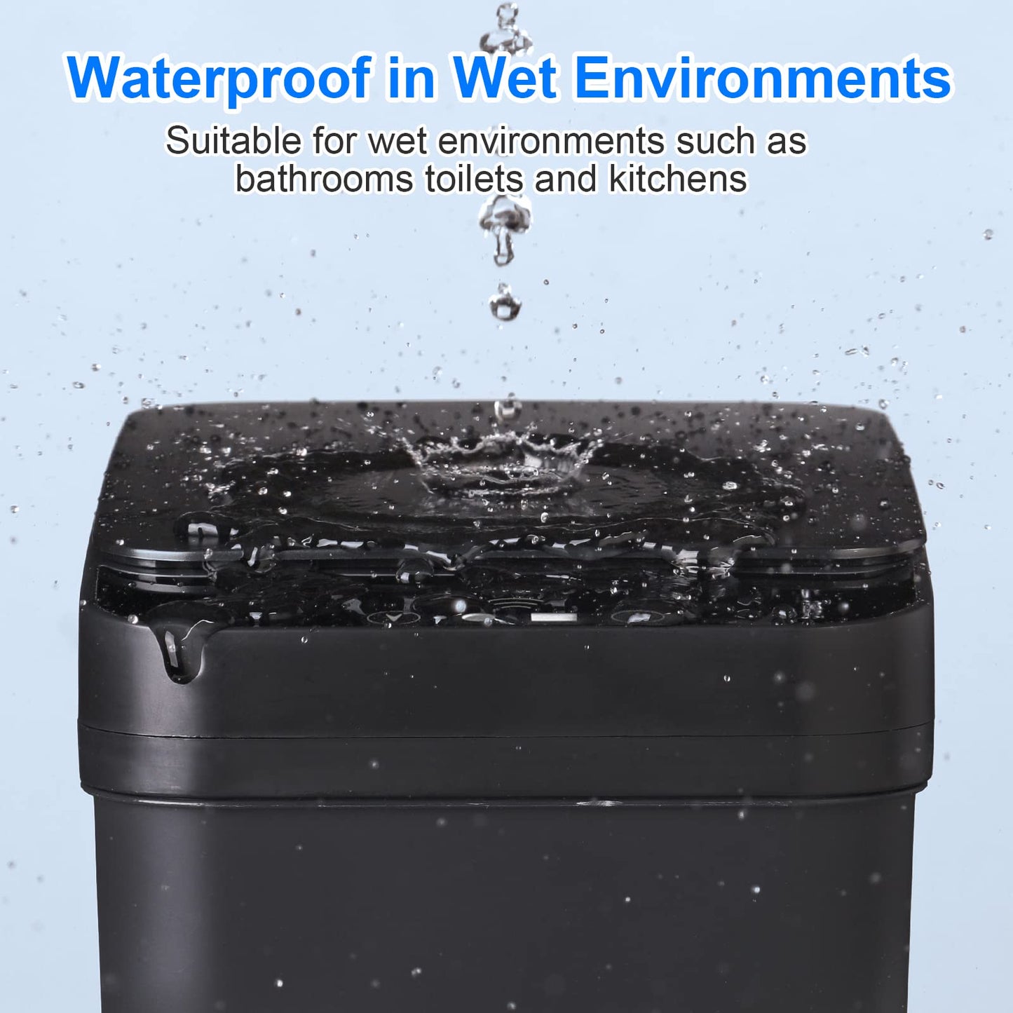 Anborry Bathroom Automatic Trash Can 2 Pack 2.2 Gal & 4 Gal Touchless Motion Sensor Small Garbage Can with Lid Smart Electric Narrow Garbage Bin for Bedroom Office Kitchen (Black)