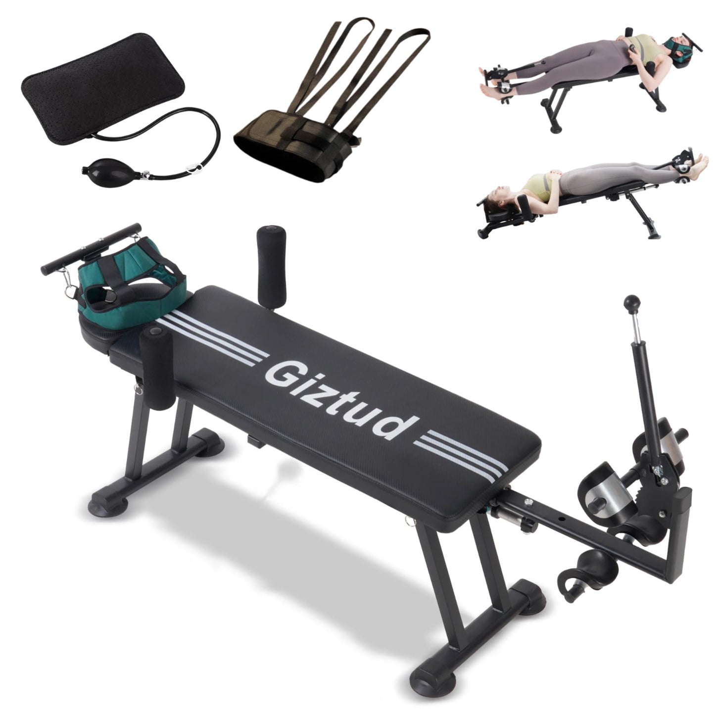 Giztud Fitness Electric Back Stretching Bench, 400 LBS Heavy Duty Power-Assisted Body Stretcher Machine with 30-Degree Inversion Angle, Elevated Extension Equipment for Home Gym Wellness