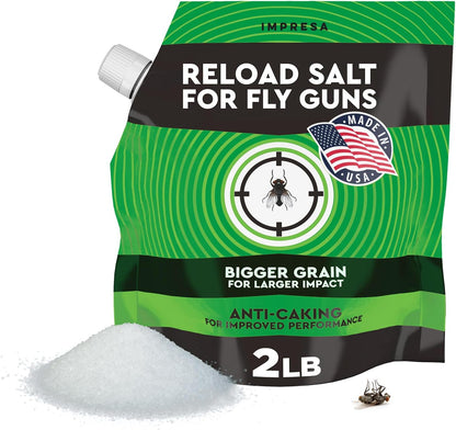 2 lb 3.0 Impresa Fly Shooter Refill Salt Compatible with Bug A Salt Large-Grain Non-Caking Crystals for Fly Gun Reloads