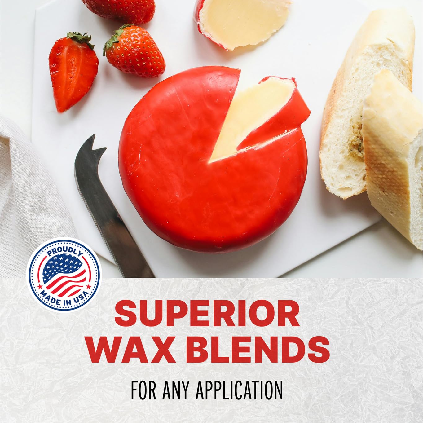 1 Blended Waxes Inc. Cheesemaking Wax Block - Premium Food Grade Wax, Can Be Used For A Variety Of Cheese Types, Red