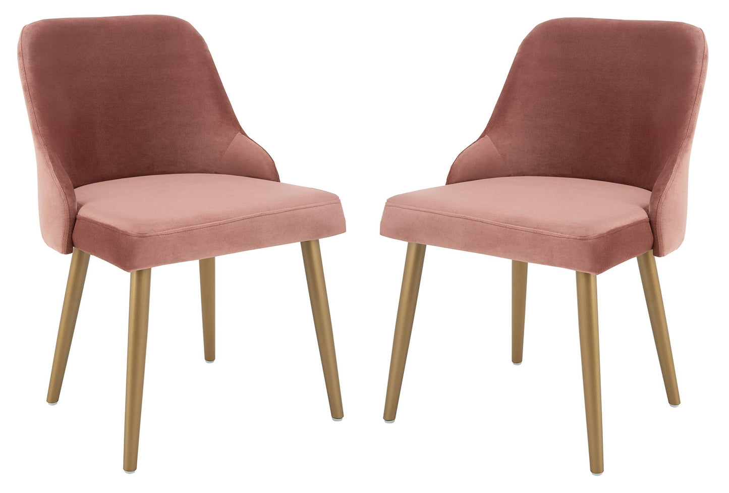 Safavieh Home Lulu Mid-Century Dusty Rose Velvet and Gold Dining Chair, Set of 2