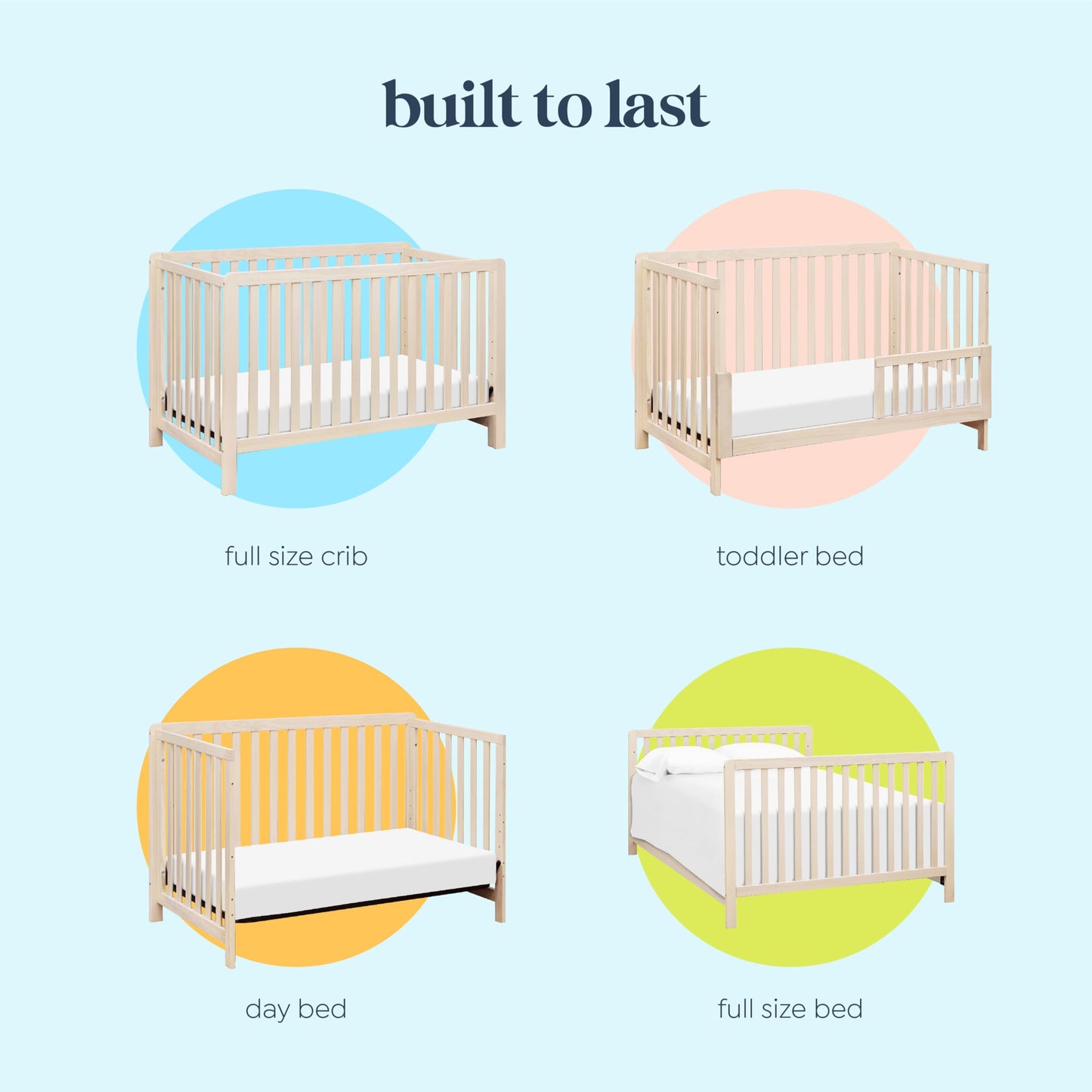 Carter’s by Davinci Colby 4-in-1 Convertible Crib - GREENGUARD Gold Certified Convertible Baby Crib to Toddler Bed, Daybed, Full-Size Bed - Wooden Baby Bed w/Four Adjustable Heights - Washed Natural