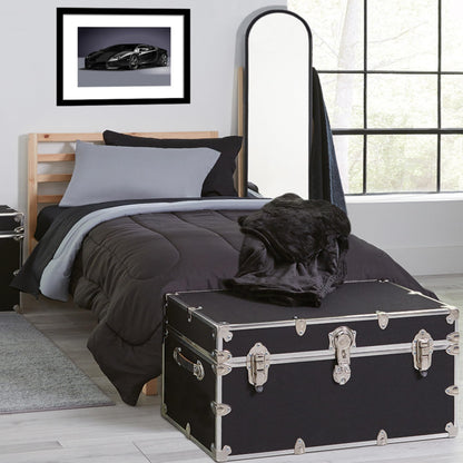 Rhino Trunk & Case Classic XXL Home Storage & College Trunk With Wheels - 36”x18”x18”, Seats 1500+ lbs, Soft-Close Lid. USA Made Secure Dorm Furniture, Organization, Steamer Style Blanket Chest