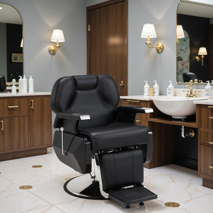 BarberPub Heavy Duty Reclining Barber Chair, All Purpose Hydraulic Salon Chairs for Hair Stylist, Barbershop Salon Tattoo 2688 (Black)