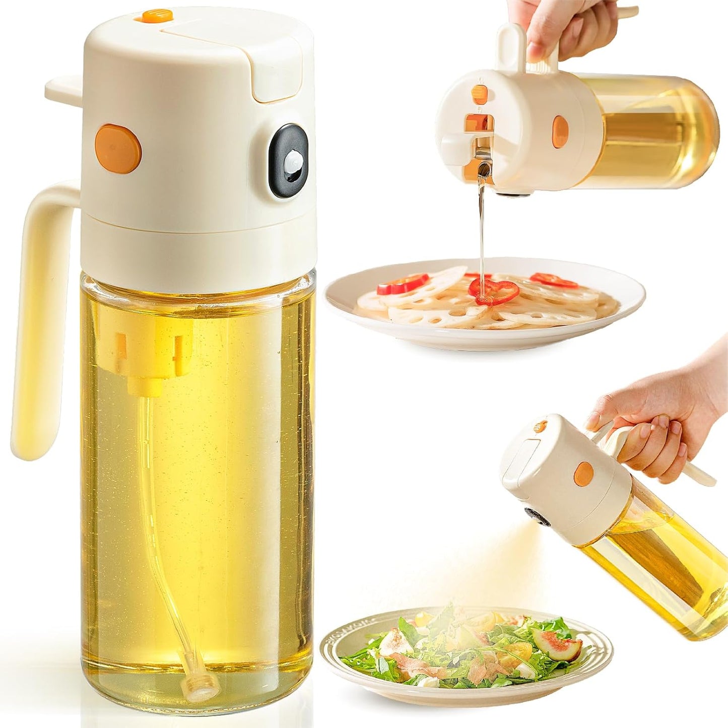 18.6 oz/550ml 2 1 Mist(0.5g/Spray) katbite olive oil dispenser bottle for Cooking, in glass oil bottle and oil sprayer