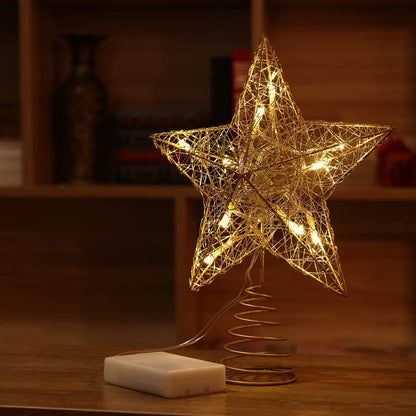 Cabilock Tree Topper Star - Christmas LED Star Tree Topper, Battery Operated Sparkly Ornament for Treetop Decoration
