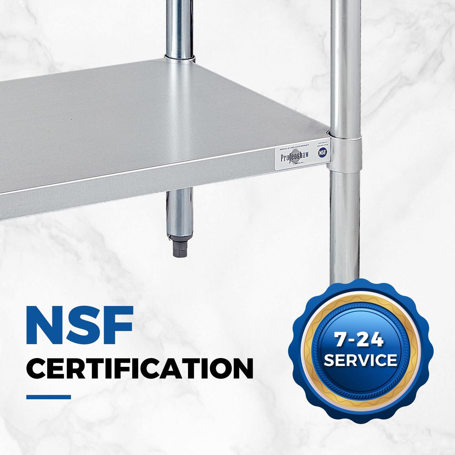 Profeeshaw Stainless Steel Prep Table NSF Commercial Work Table with Backsplash and Undershelf for Kitchen Restaurant 60x30 Inch