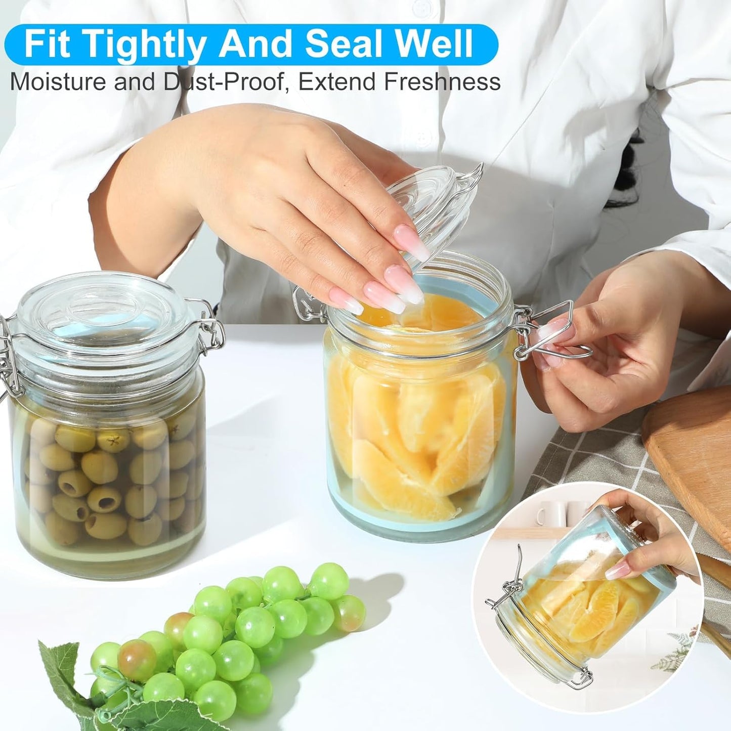 Furwarmy Glass Pickle Jar with Strainer, 25oz Pickle Container with Pickle Holder Keeper Lifter, Pickle Storage Flip Jar for Olives, Gherkins, Sliced Pickles 1