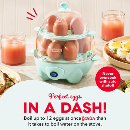 Dash Deluxe Egg Cooker - Boiler, Poacher & Steamer - Includes Measuring & Recipe Guide - Dishwasher Safe - BPA Free - Holds 12 Eggs, Aqua